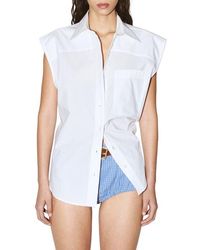 Mango - Starring Hailey Bieber Short Sleeve Cotton Poplin Button-Up Shirt - Lyst