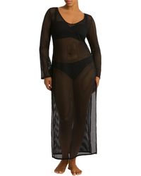 Sea Level - Surf Long Sleeve Mesh Cover-up Dress - Lyst
