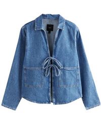 Next - Front Tie Boxy Denim Jacket - Lyst