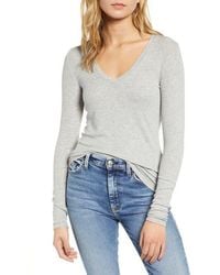 Splendid - Valley Rib V-Neck Tee - Lyst