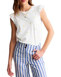 Boden - Dora Embroidered Flutter Sleeve T-shirt - Lyst