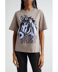 Stand Studio - Hallie Organic Cotton Oversize Graphic T-shirt - Lyst