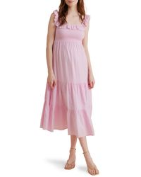 A Pea In The Pod - Ruffle Maternity/nursing Midi Dress - Lyst