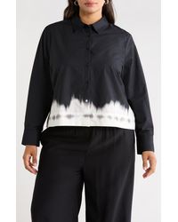 Halogen® - Stripe Crop Cotton Poplin Button-Up Shirt - Lyst