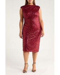Anne Klein - Sequin Drape Midi Dress - Lyst