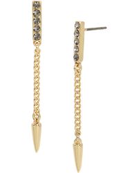 AllSaints - Crystal Bar & Chain Linear Drop Earrings - Lyst