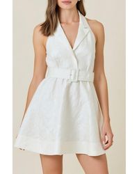 Modenaire - Halter Blazer Mini Dress With Belted Waist And Tailored Fit - Lyst