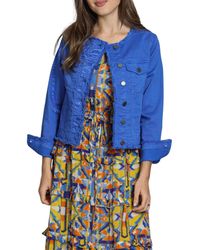 Apny - Frayed Collarless Denim Jacket - Lyst