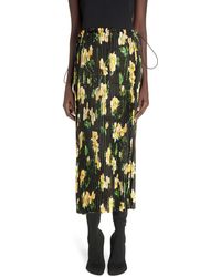 Balenciaga - Pleated Floral Midi Skirt - Lyst