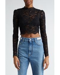 Rabanne - Long Sleeve Stretch Lace Crop Top - Lyst