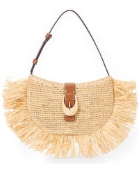 STAUD - Alana Raffia Fringe Shoulder Bag - Lyst