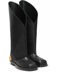 Balmain - Twist Flat Leather Boots - Lyst