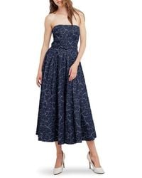 FREEMARKET - Printed Strapless Belted Midi Dress - Lyst