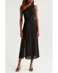 Elan - One-Shoulder Knotted Mesh Cover-Up Dress - Lyst