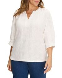 NIC+ZOE - Lace Split Neck Top - Lyst
