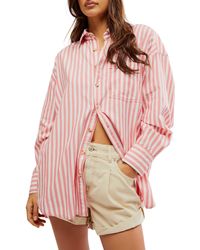 Free People - Freddie Stripe Oversize Button-up Shirt - Lyst