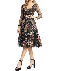 Mac Duggal - Floral Lace & Sequin Long Sleeve Tulle Dress - Lyst