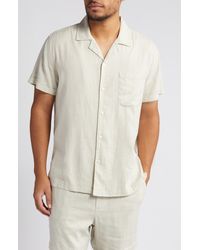 Rails - Waimea Regular Fit Stripe Short Sleeve Linen Blend Button-up Camp Shirt - Lyst