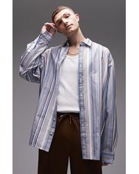 TOPMAN - Oversize Stripe Button-up Shirt - Lyst