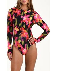 Sunshine 79 - Floressence Long Sleeve One-Piece Rashguard Swimsuit - Lyst
