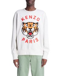 KENZO - Lucky Tiger Embroidered Oversize Cotton Sweatshirt - Lyst