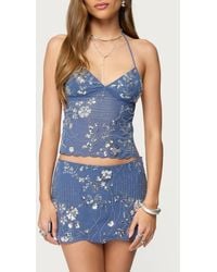 Edikted - Nelley Sequin Backless Halter Top - Lyst