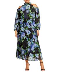 City Chic - Promise Floral Cold Shoulder Long Sleeve Maxi Dress - Lyst