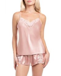 In Bloom - Rosalie Lace Trim Satin Short Pajamas - Lyst