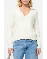 French Connection - Sloane Faux Pearl Embellished Johnny Collar Sweater - Lyst