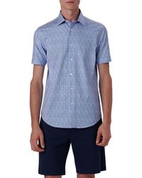 Bugatchi - Miles Ooohcotton Geo Print Short Sleeve Button-Up Shirt - Lyst