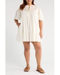 Treasure & Bond - Lace Yoke Cotton Shift Dress - Lyst