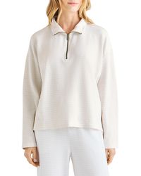 Splendid - Bisous Quarter-zip Cotton Blend Sweatshirt - Lyst