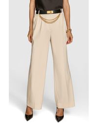 Donna Karan - Chain Belt Wide Leg Pants - Lyst