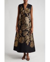 Lela Rose - Blair Metallic Embroidered Floral Gown - Lyst