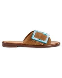 Penelope Chilvers - Biarritz Buckle Leather Slide Sandal - Lyst
