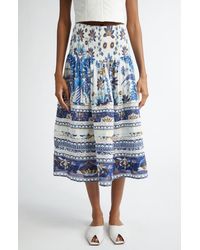 FARM Rio - Ana Tapestry Mixed Print Cotton Blend Skirt - Lyst