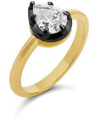 SHYMI - Pear Cut Cubic Zirconia Solitaire Ring - Lyst