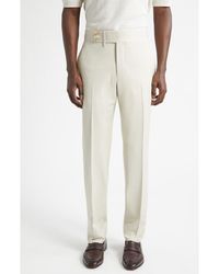 Isaia - Denim Effect Stretch Wool, Silk & Linen Cuffed Pants - Lyst