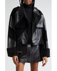Stand Studio - Blossom Leather & Suede Panel Moto Jacket - Lyst