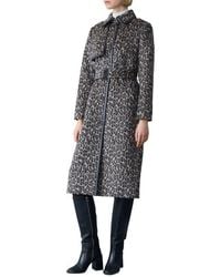 Mackage - Zeva-A Leopard Pattern Wool Blend & Leather Trench Coat - Lyst