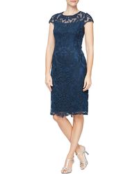 Alex Evenings - Embroidered Mesh Cocktail Dress - Lyst