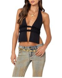 Edikted - Luma Split Front Open Back Halter Top - Lyst