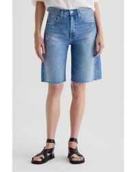 AG Jeans - Hattie Raw Hem High Waist Denim Barrel Shorts - Lyst