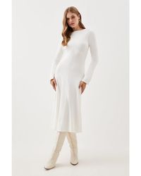 Karen Millen - Knit Wool Look Full Skirt Midi Dress - Lyst