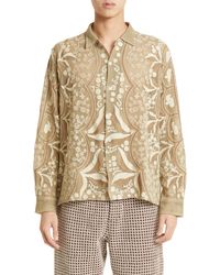 Bode - Filet Filigree Embroidered Mesh Button-up Shirt - Lyst