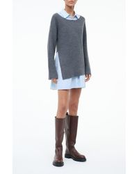 STAUD - Dane Layered Long Sleeve Mixed Media Dress - Lyst