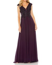 Mac Duggal - Appliqued Cap Sleeve Bodice Flowy Gown - Lyst