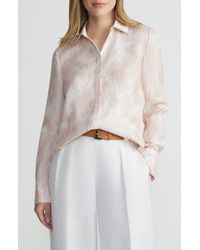 Lafayette 148 New York - Scottie Shadow Print Silk Twill Button-up Shirt - Lyst