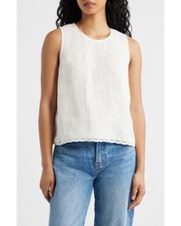 Madewell - Lace Trim Pleated Linen Shell Top - Lyst