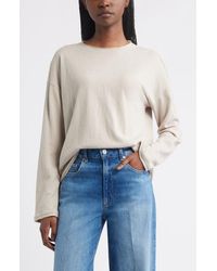 Treasure & Bond - Roll Crewneck Boxy Long Sleeve Cotton Blend Top - Lyst